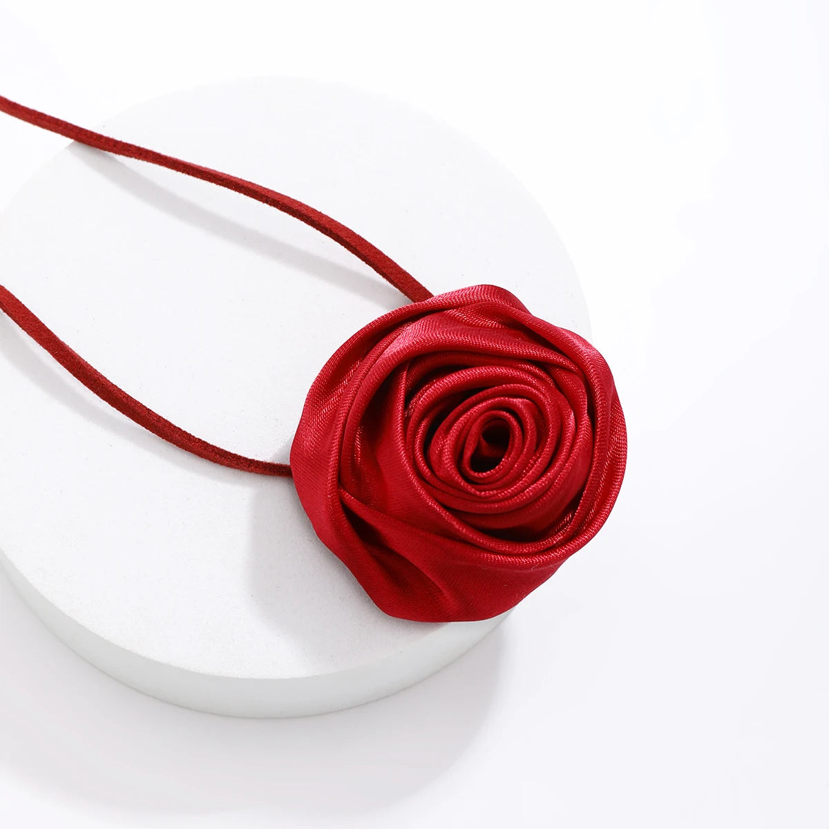 Salircon Gothic Satin Big Rose Flower Clavicle Necklace Fashion Korean Velvet Adjustable Rope Chain Choker Women's Neck Jewelry