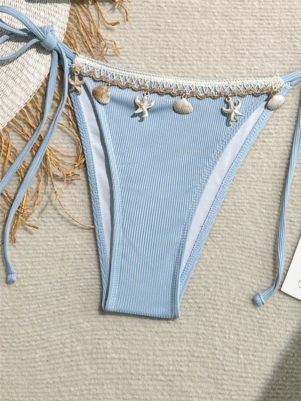 Shell Decoration Swimwear String Halter Bikinis Sets Micro Thong Sexy Swimsuit Women 2025 Bathing Suit Purple Triangle Bikini