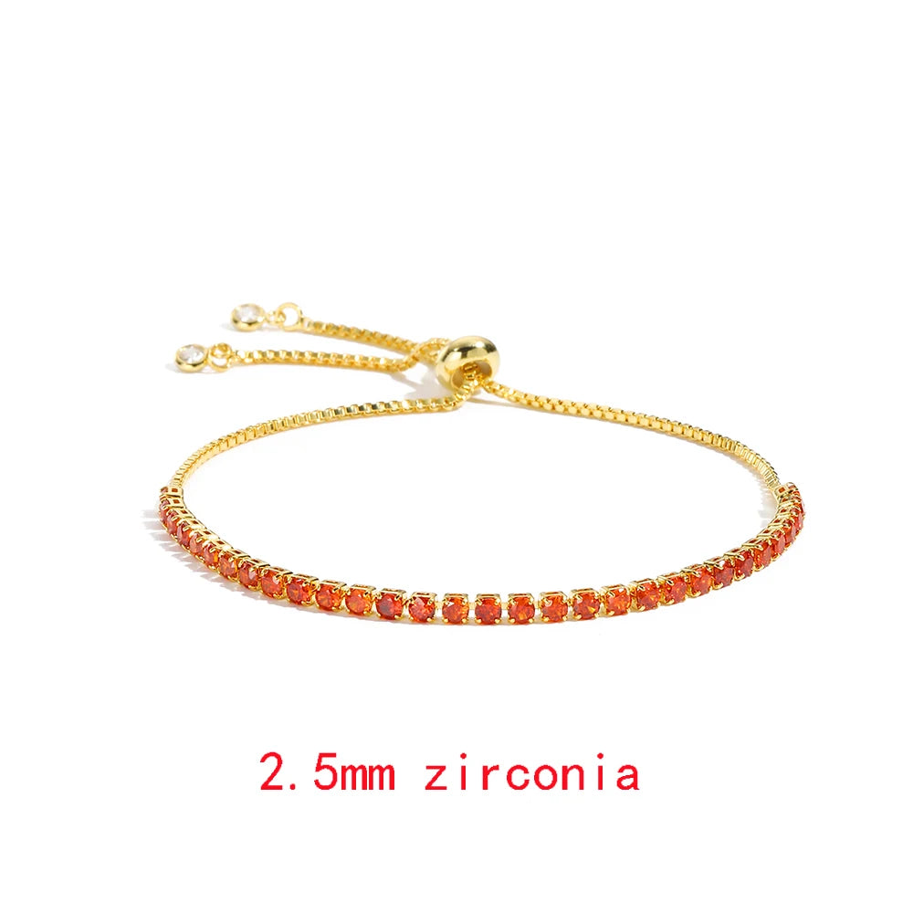 Luxury Rainbow Adjustable Multicolor Tennis Bracelets For Women Ladies Wedding Colorful Zircon Charm Bracelet Hand Chain Jewelry