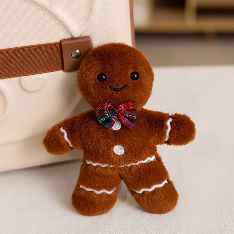 New Christmas Gingerbread Man Plush Toy Gingerbread House Key Bag Pendant Pillow Boys Girls Soft Toys Christmas Gift Party decor