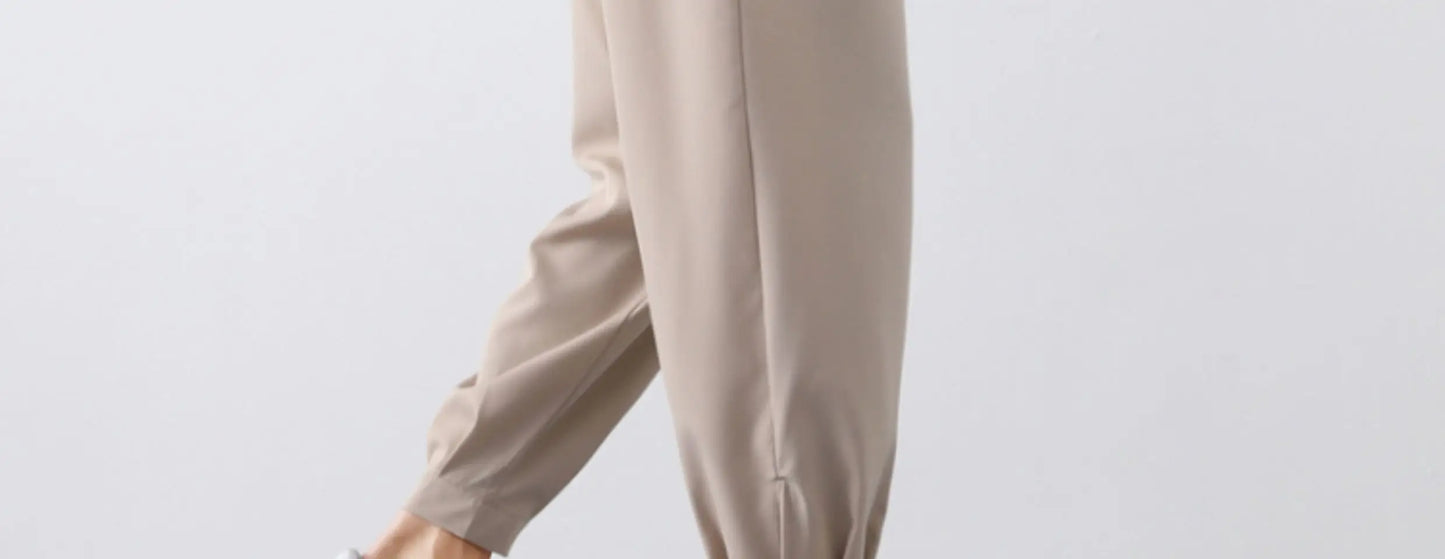 M-5XL Summer New Men's Pants Solid Color Legged Pants Casual Shorts Thin Ice Silk Cool Dry Nine Cent Pants