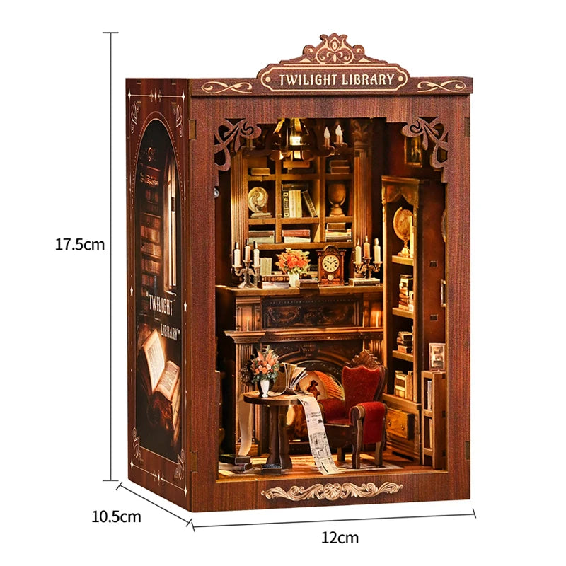 DIY Book Nook Kit Wooden Doll House 3D Puzzle Assembly Toy Home Bookend  Bookshelf Insert With Furniture Toys For Christmas Gift