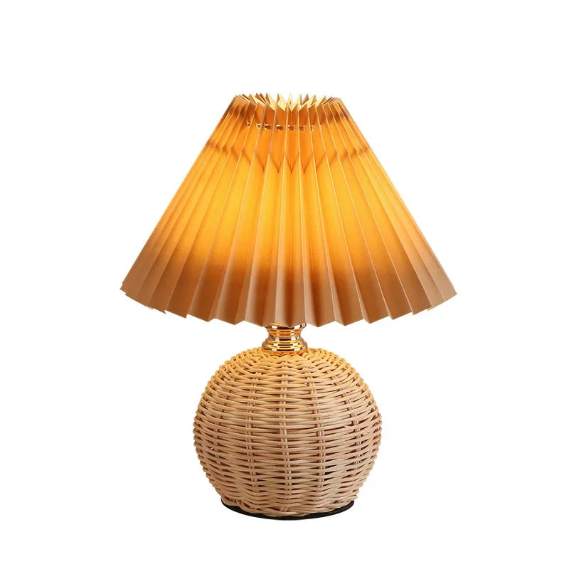 Nordic Ins Wind Internet Red Desk Lamp For Girls Warm Night Light High End Pleated Bedroom Bedhead Desk Lamp