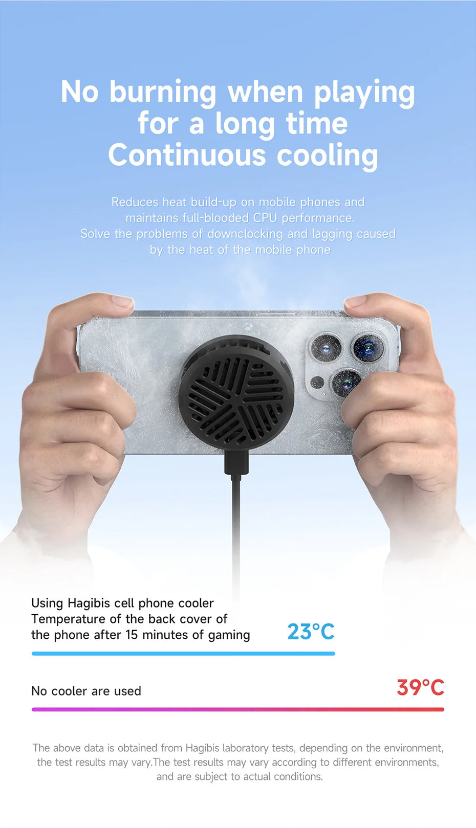 Hagibis Magnetic Cell Phone Cooler Universal Cooling Fan Mobile Phone Radiator for iPhone 15 Pro Black Shark Gaming Live Stream