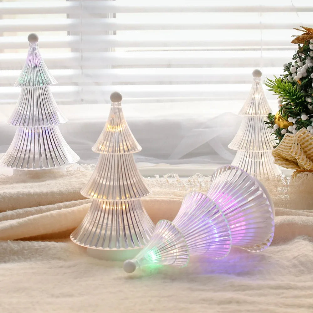 2/1pcs Christmas Decoration Ornaments Mini Luminous Crystal Christmas Tree High-end Desktop Ornaments Christmas Gift Lights
