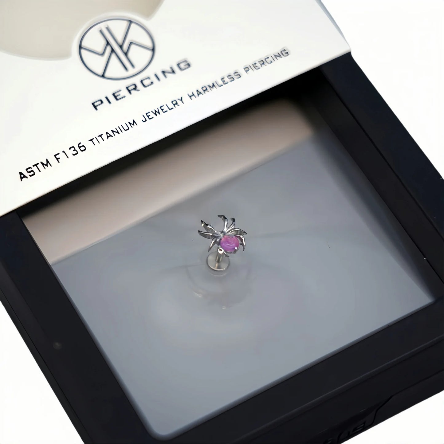 16G ASTM F136 Titanium Rod Opal Spider Cartilage Earrings Animal Spider Helix Tragus Lobe Stud Halloween Piercing Jewelry