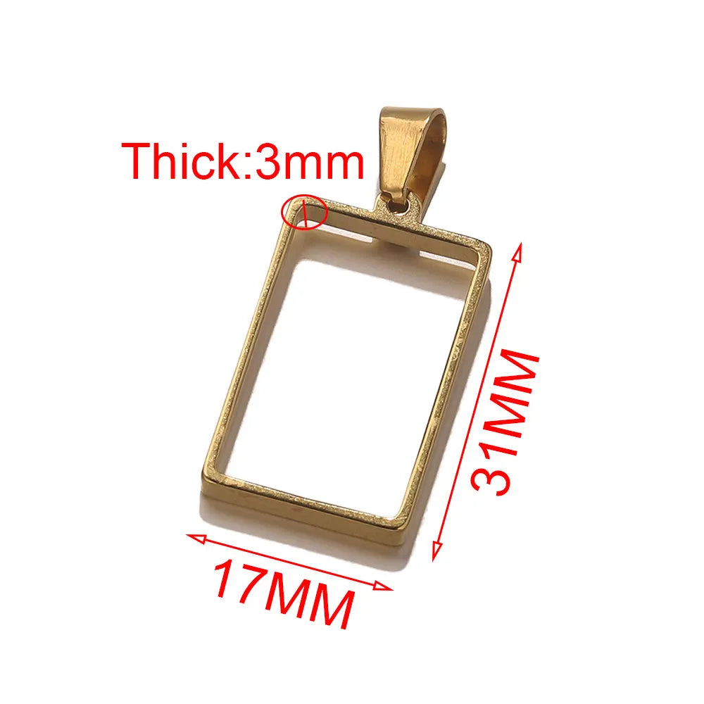 5pcs Stainless Steel Heart Square Silicone Mold Charm Frame Bezel Pendant Base Diy UV Resin Cameo Blanks Earrings Jewelry Making