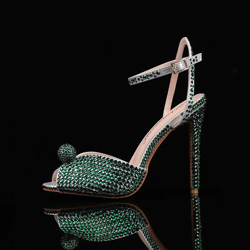 Fashion High Quality Wedding Shoes Women Pearls Studs Luxury Peep Toe White High Heels Buckle Designer Woman Sandal 43 Zapatos