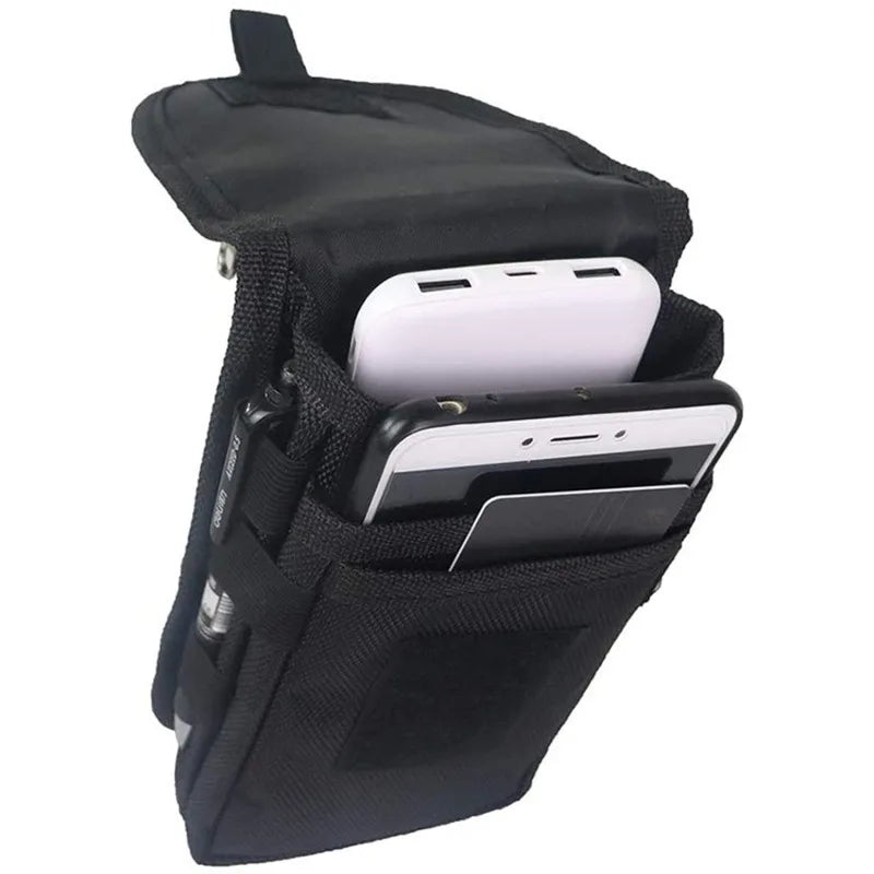 Flip Phone Bag with Three Compartments for Casual Pen Insertion and Waist Hanging Men's Belt Loop Pouch Large Capacity Wallet