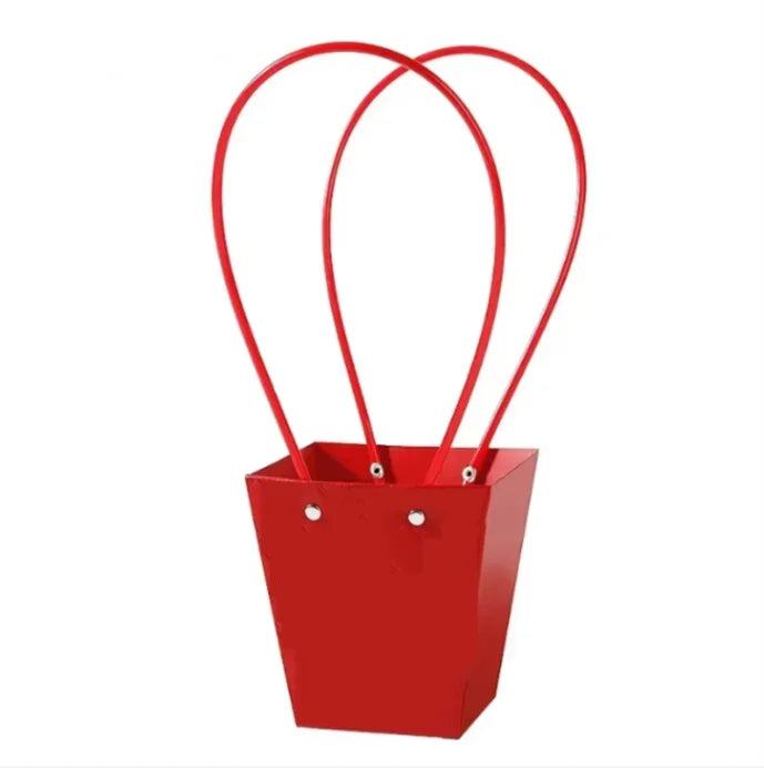 10pcs Christmas Gift Flower Kraft Paper Handbag Flower Arrangement Portable Box Rectangular Trapezoidal Flower Handheld Gift Box