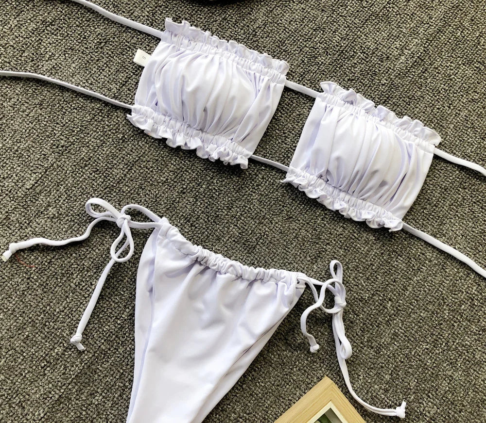 Ruched Bikinis Sexy String Swimsuit Women Extrem Bikini Swimwear Bathing Suit Trend Beach Wear Mayo Tangas Maillot De Bain Femme