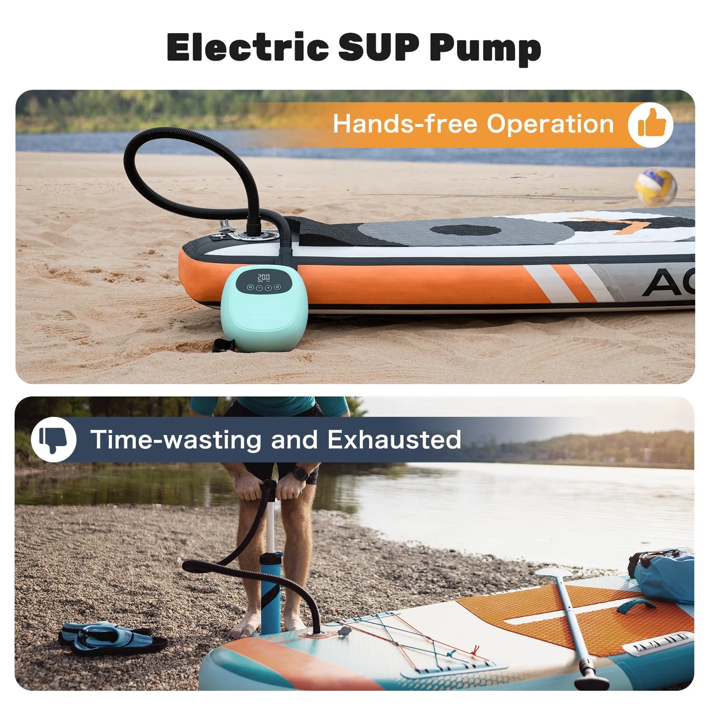 dwndpump Electric 20PSI SUP Pump 38.48Wh Battery Paddle Board Inflation Deflation for Kayak Boat Surfing Board Stand Up Paddle