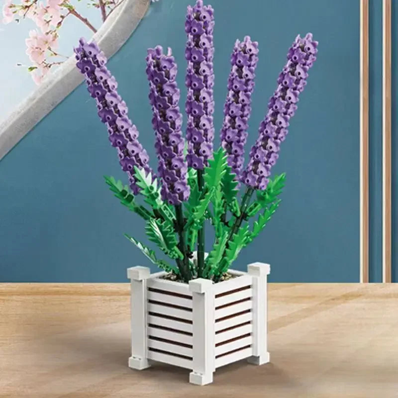 Creativity Flower 1204PCS Lavender Building Blocks Home Decoration Desktop Ornament Bricks Toys for Children's Christmas Gift