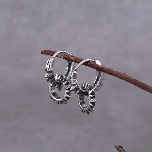 Punk Fashion Gear Drop Earrings For Men and Women Stainless Steel Fashion Hip-Hop Biker Earrings Vintage Circle Jewelry Gift
