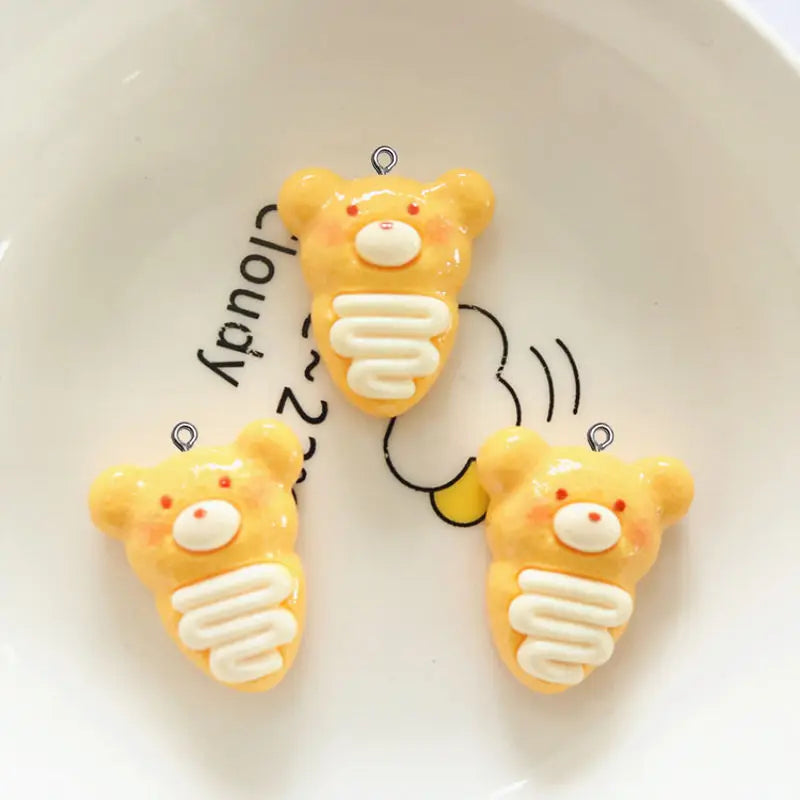 10Pcs Cute Cartoon Animal Cookies Resin Charms DIY Pendant Fun Earrings Necklace Jewelry Decor Kawaii Keychain Phone Craft Hook