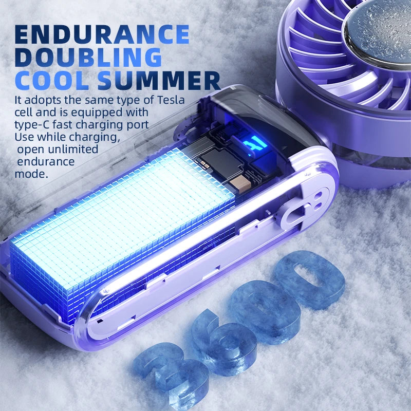 Ice Pack High-speed Fan Refrigeration Handheld Small Powerful Cooling Air Portable Usb Charging Outdoor Large Wind Fan