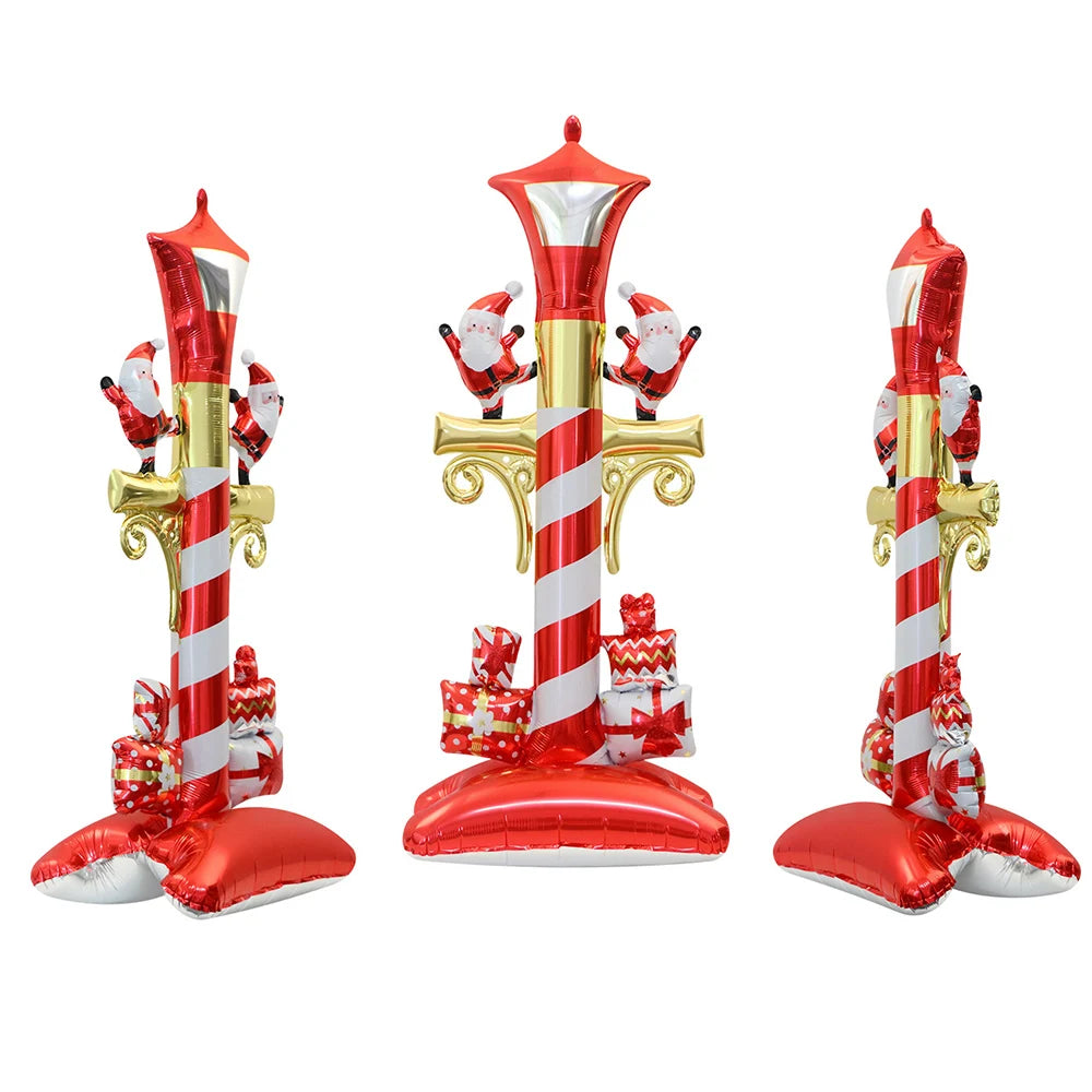 Large Standing Christmas Streetlights Balloon Puppy Snowman Santa Claus Foil Balloon for Kids Christmas Gift Home Decor Supplies