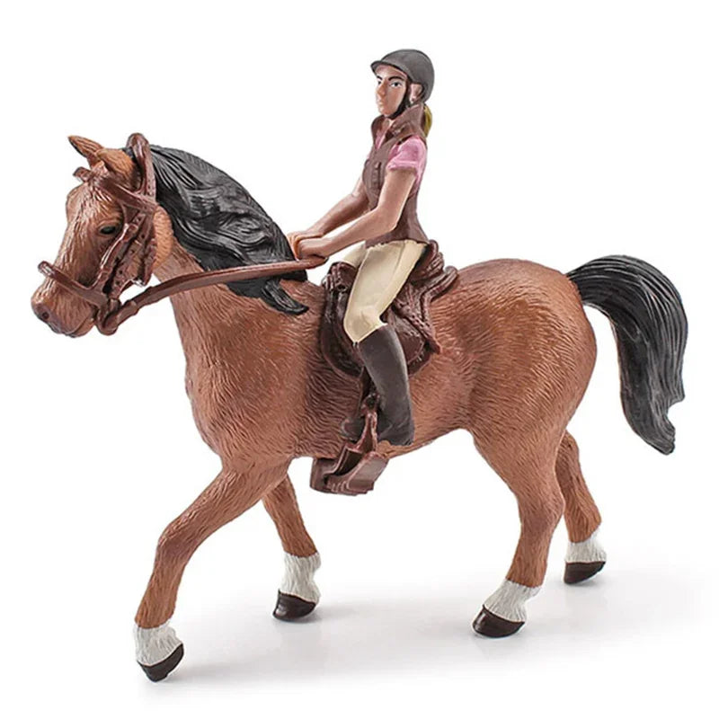 DIY Horse Race Model Horseman Farm Animal Figurines Action Ma Chang takes a shower Emulation Toys for Children Christmas Gift