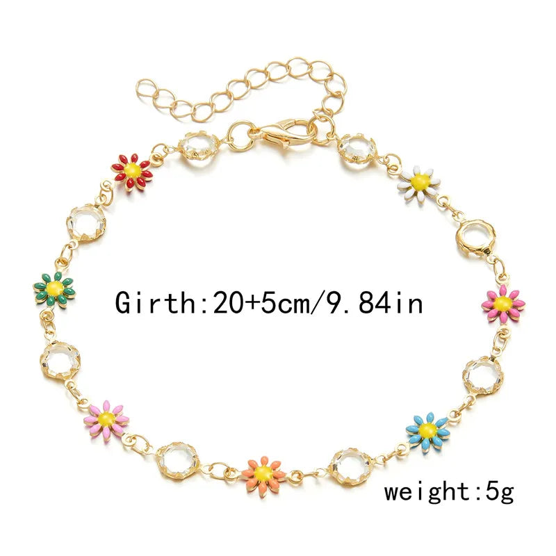 Exquisite Boho Candy Color Heart Shaped Crystal Bracelet for Women Fashion Charm Zircon Butterfly Pearl Metal Chain Bracelets