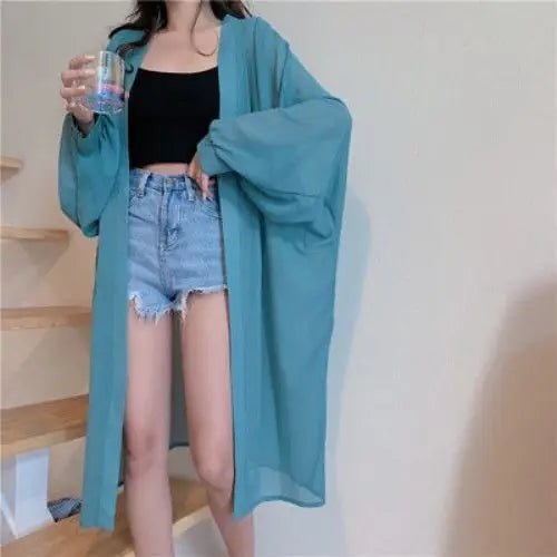 Solid Cardigans for Women Thin Summer Clothing Female Sunscreen Simple Long Sleeve Korean Style Loose Comfortable Breathable