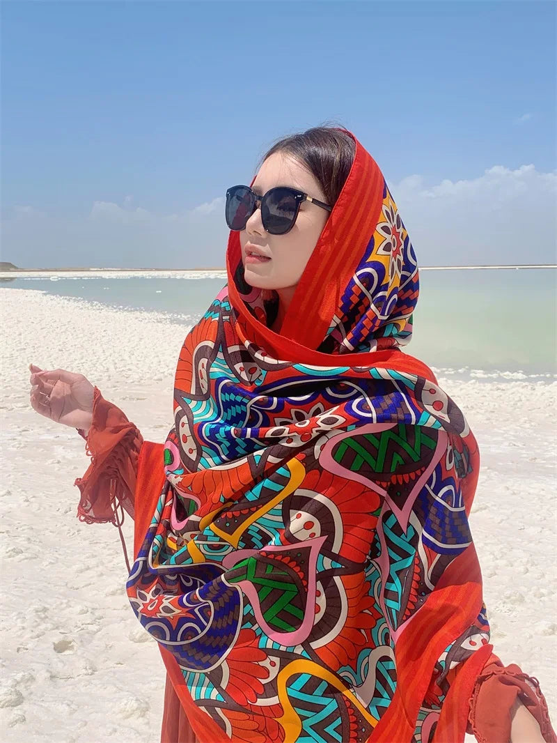 Travel Beach Sunscreen Scarves for Women Bikini Large Sarong Wrap Scarf Brazilian Swimsuit Bathing Cover-ups 17 Styles 90x180cm