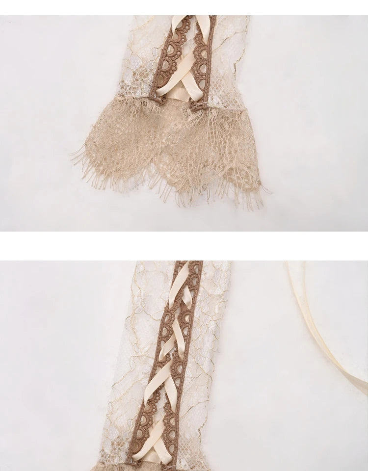 French Court Style Platinum Strap Adjustable Lace Hand Sleeves Original Design Women's Romantic Lace Oversleeves