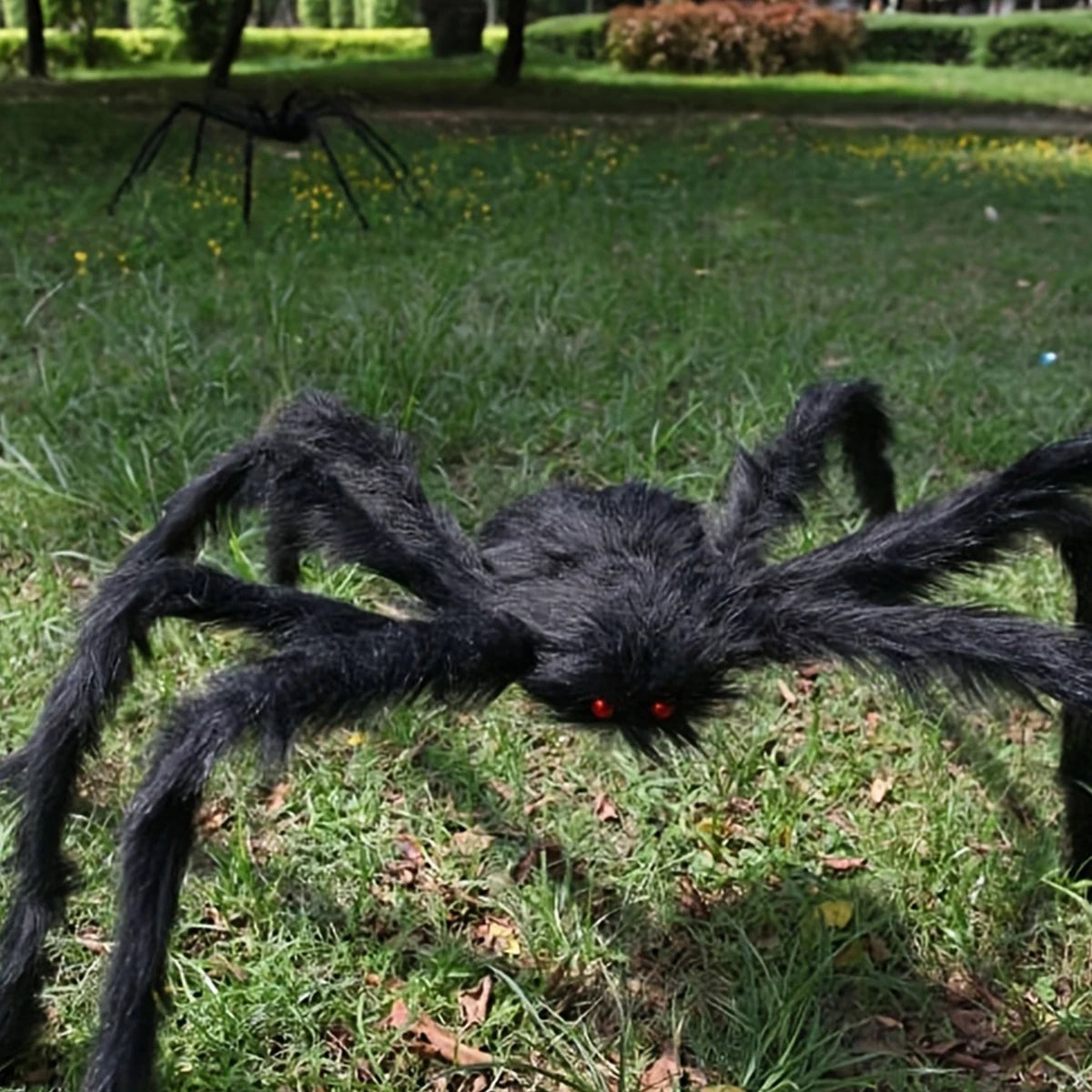 75/125cm Giant Black Spider Halloween Party Decor for Home 2025 Outdoor Haunted House Ornament Trick or Treat Big Black Spider