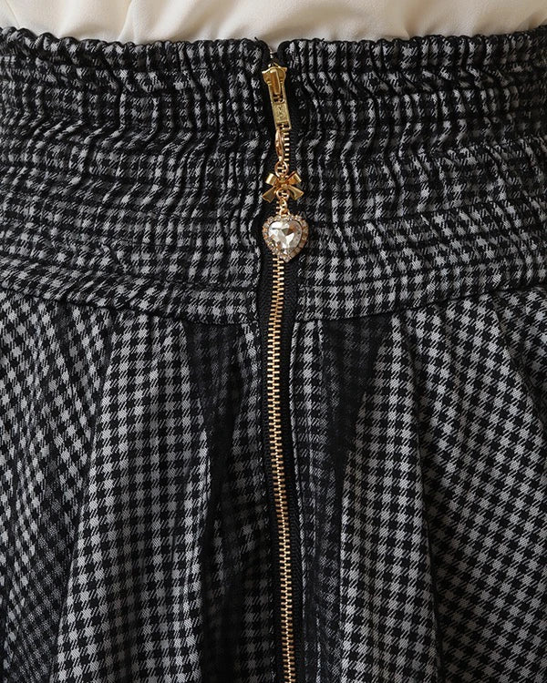 Japanese Liz New Summer Lace Edge Leather Ring High Waist Pleated Skirt Ribbon Bow All-match Short Skirts Big Bow Lolita Blouses