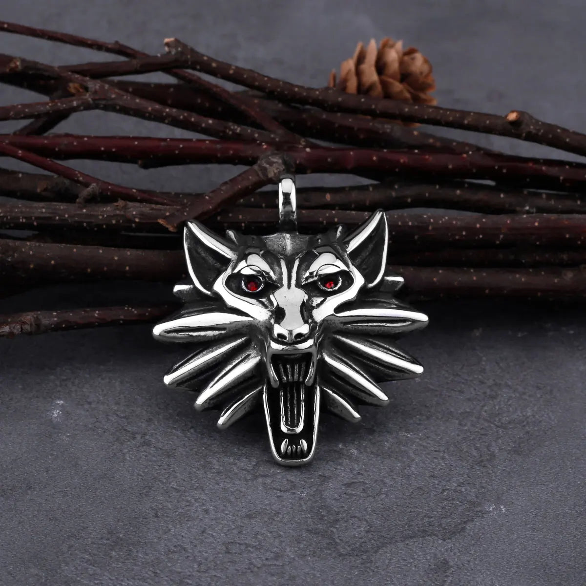 316L Stainless Steel TheWitcher Jewelry Wizard 3 Wild Hunt Game Vintage Hip Hop Pendant Necklace Geralt Wolf Head Necklace Gift
