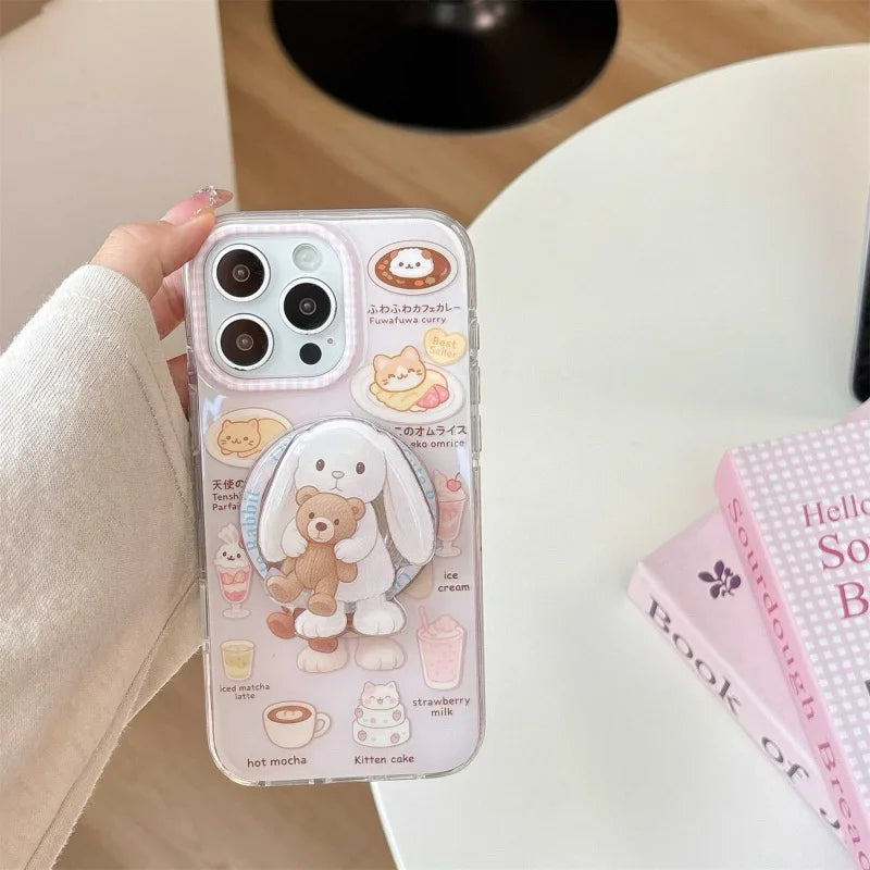Korean Cute Cartoon Rabbit Magnetic Holder Grip Tok Griptok Phone Stand Holder Support for IPhone 17 for Pad Magsafe Smart Tok
