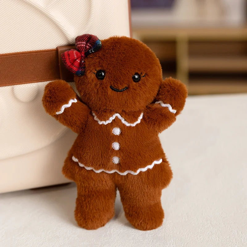New Christmas Gingerbread Man Plush Toy Gingerbread House Key Bag Pendant Pillow Boys Girls Soft Toys Christmas Gift Party decor