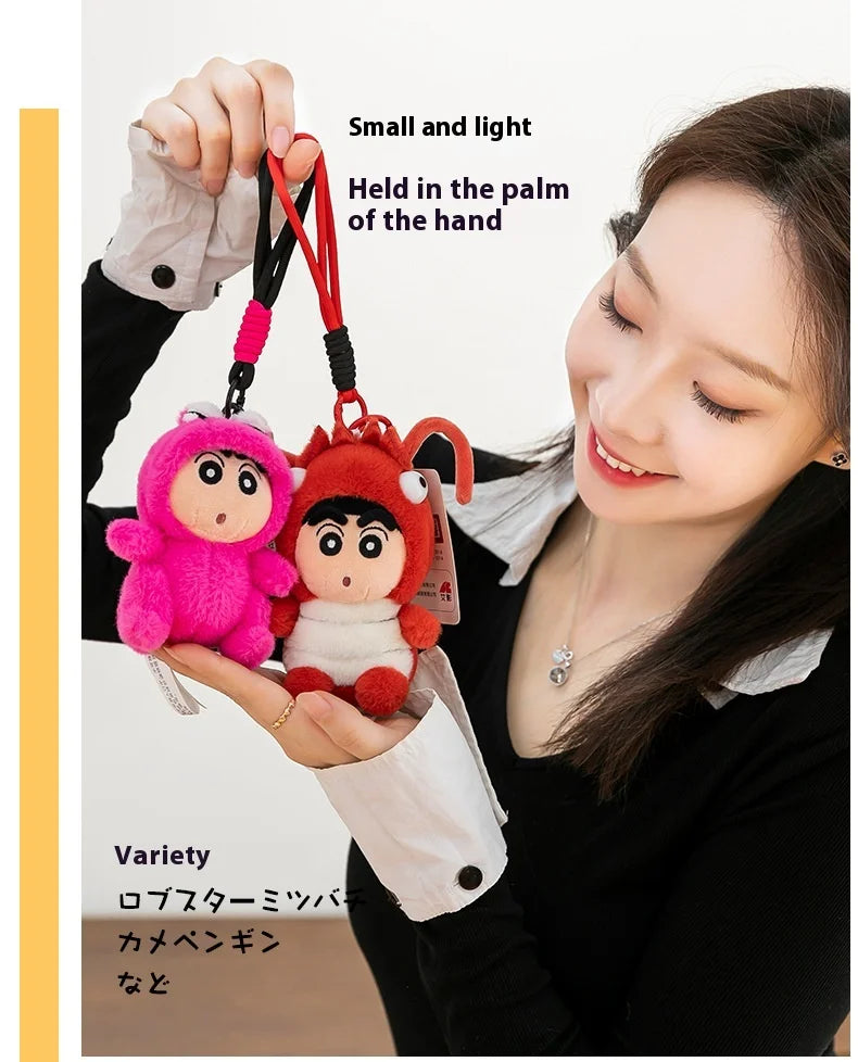 Penguin Crayon Shin-chan Plush Toy Keychain Girl Cute Bee Backpack Pendant Crayfish Doll Car Hanging Decoration Christmas Gift