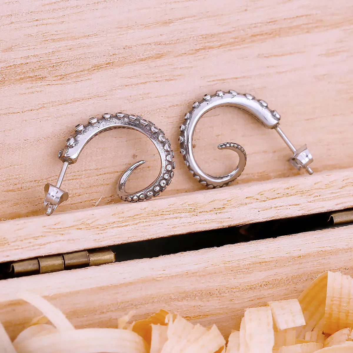 Hip Hop Octopus Whiskers Animal Stud Earrings For Men Stainless Steel Fashion Punk Cool Party Daily Accessories Vintage Jewelry