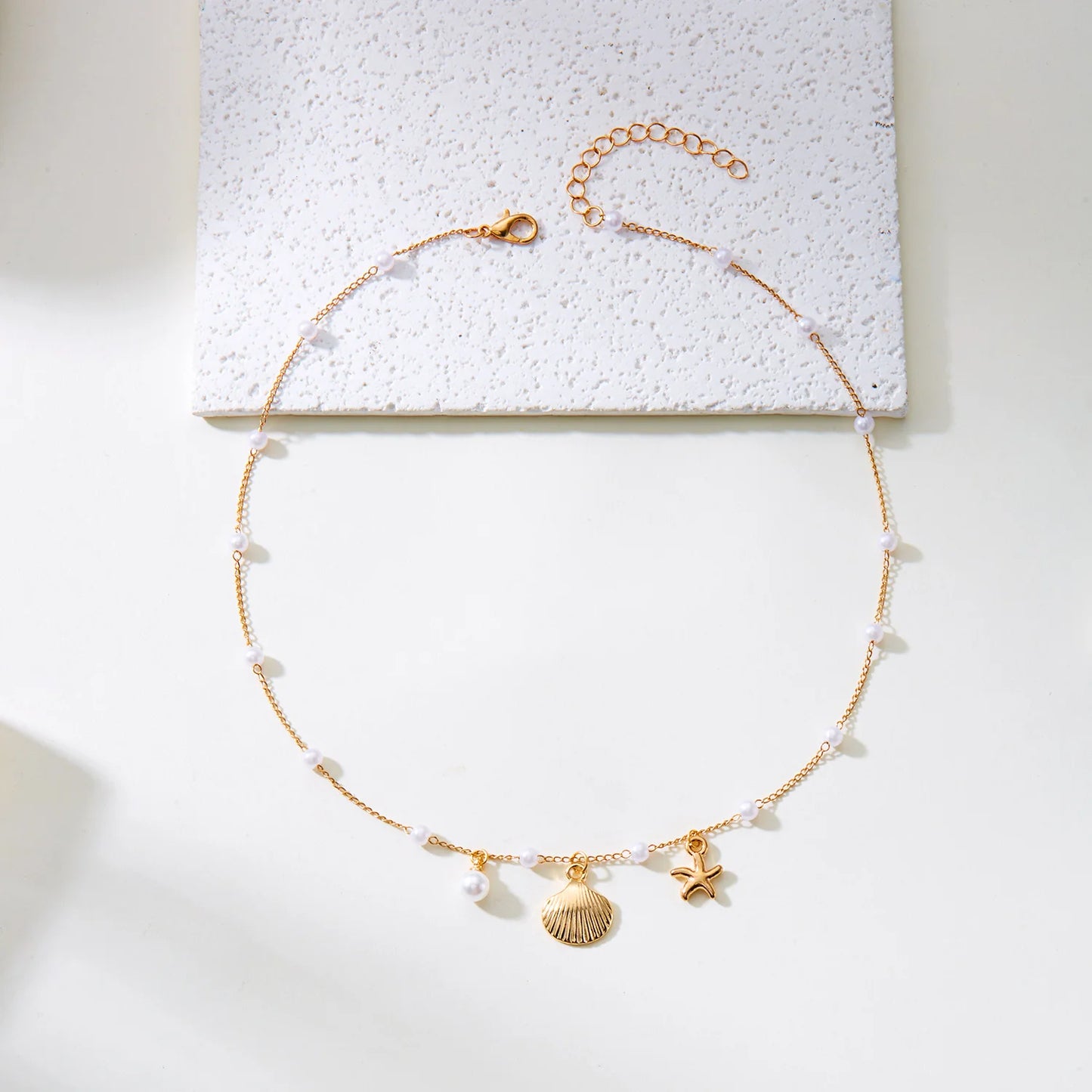 Bohemian Starfish Shell Pendant Necklace For Women Beach Choker Pearl Chains Neck Girls Travel Party Summer Jewelry Gift