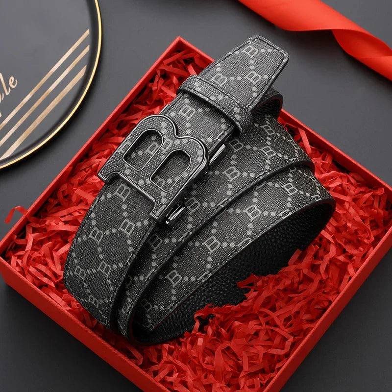 High Quality 3.4cm Leather Business Men Belt Luxury Brand Designer famous  work Belts for men Jeans Strap Male Buckle belt