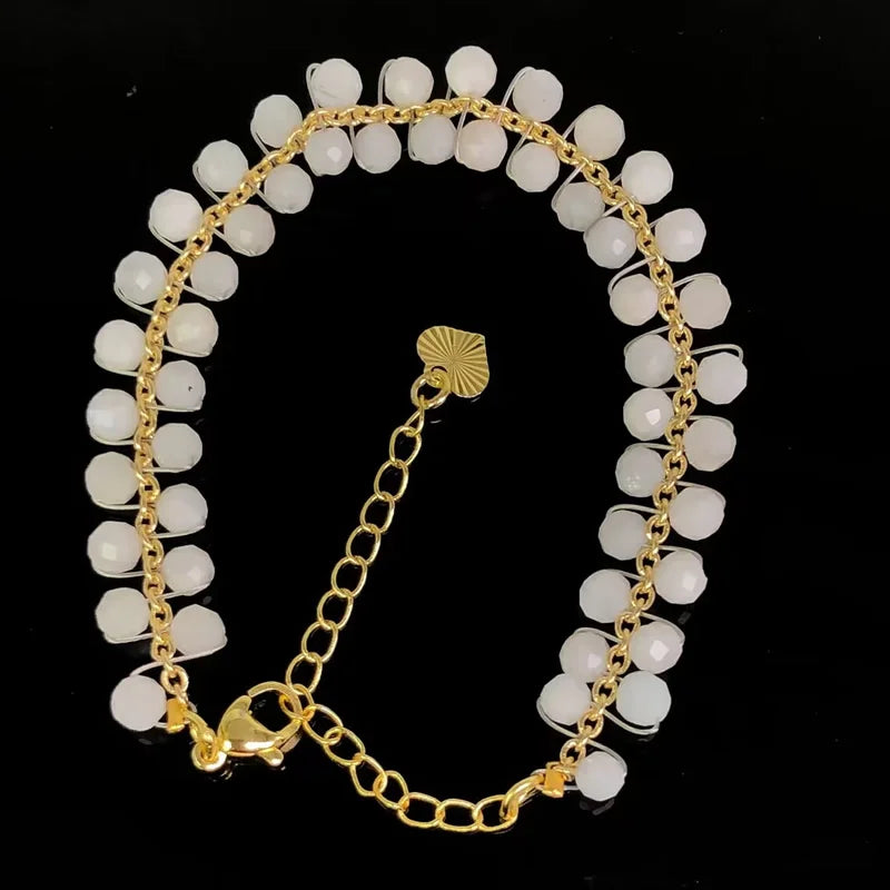 natural multifaceted 3-4mm stone Tourmaline garnet crystal quartz bracelet Women Jewelry Party /Wedding Luxury Gift Set Handwork