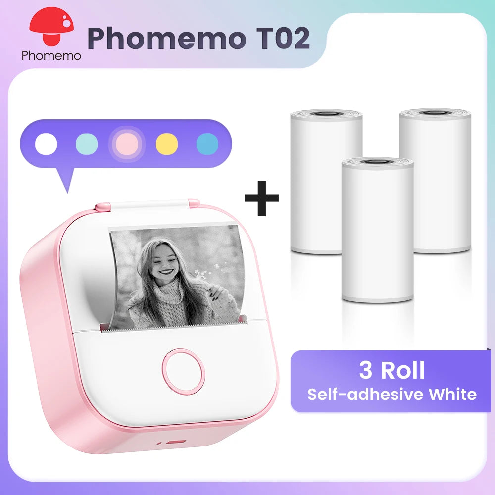 Phomemo T02 Pocket Printer Mini Portable Label Maker Self-adhesive Sticker mini impresora portatil impresora etiqueta adhesivas