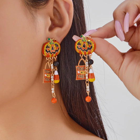 Creative Halloween Earrings For Women Zinc  Halloween Pumpkin Earrings Dangle Fashion Pumpkin Earrings Halloween Jewelry Gift