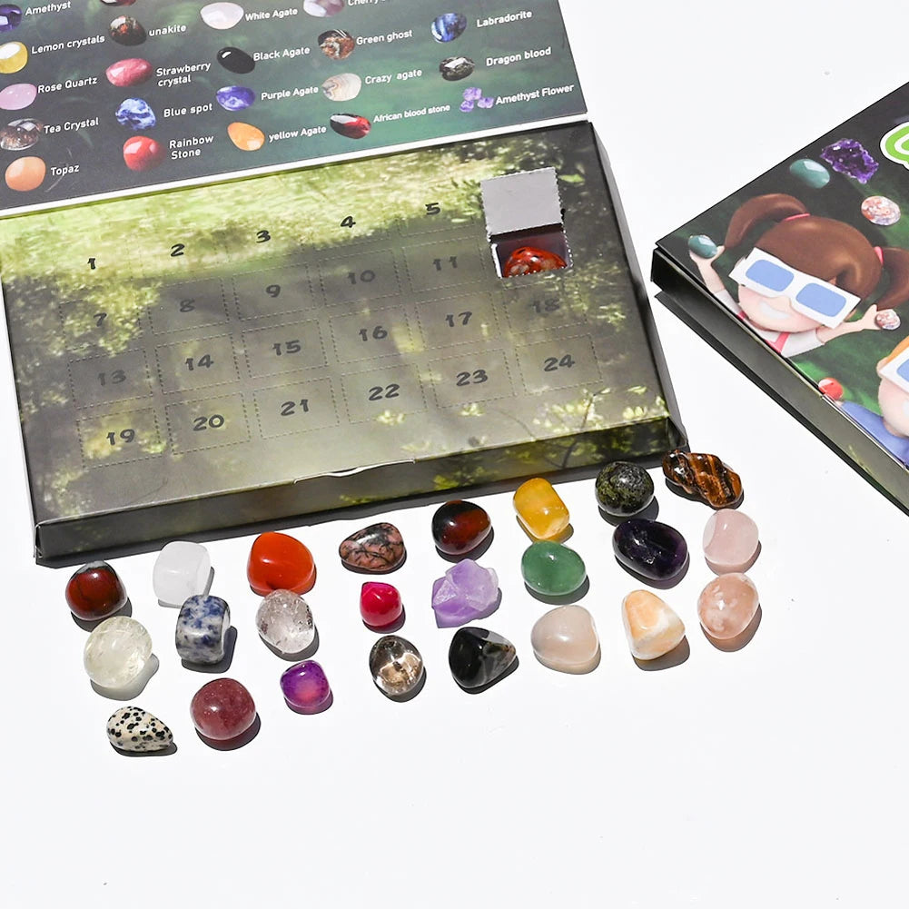 Crystal Advent Calendar 2024 Christmas Advent Calendar with 24 Natural Gemstones Crystals Xmas Countdown Calendar Christmas Gift