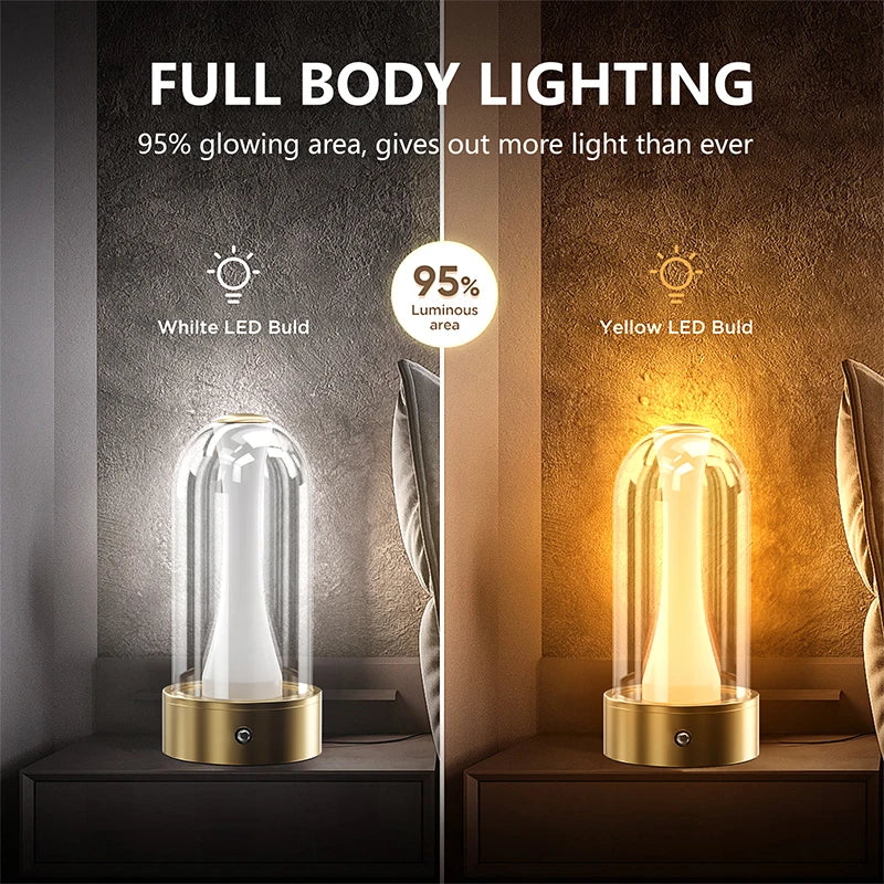 USB Rechargeable Led Desk Lamp 3 Color Changing Mode Bedside Lamp Bedroom Portable Touch Button Emotional Lamp Camping