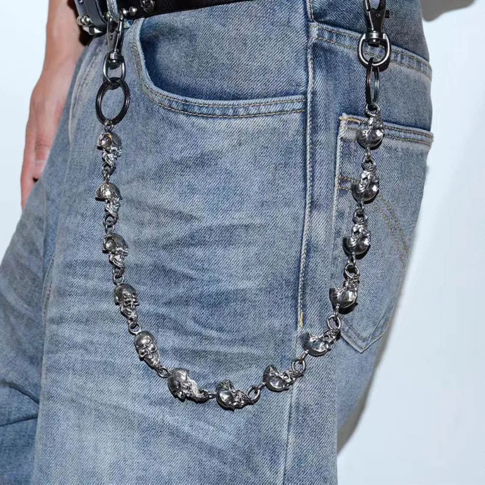 Fashion Accessories Gothic Punk Heavy Waist Chain Rock Vintage Men Punk Belt Chain Hip Hop Key Chains Skull Pants Chain Jeans