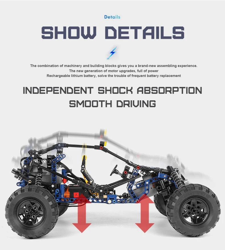 Mould King 18018 Technical Car Toys The RC MOC-3028 Blue Lightning Buggy Building Block Assembly Car Brick Kids Christmas Gift