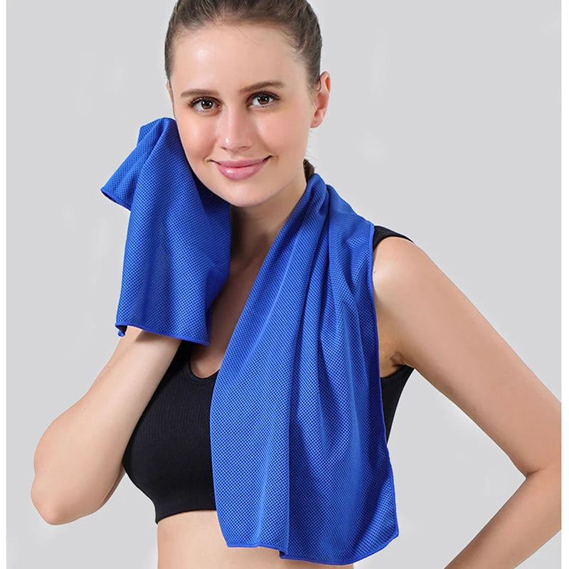 Portable Sport Towel with Mini Silicon Gel Set Cold Towel Breathable Fitness Sport Gym Running Outdoor Quick Dry Cooling Towel