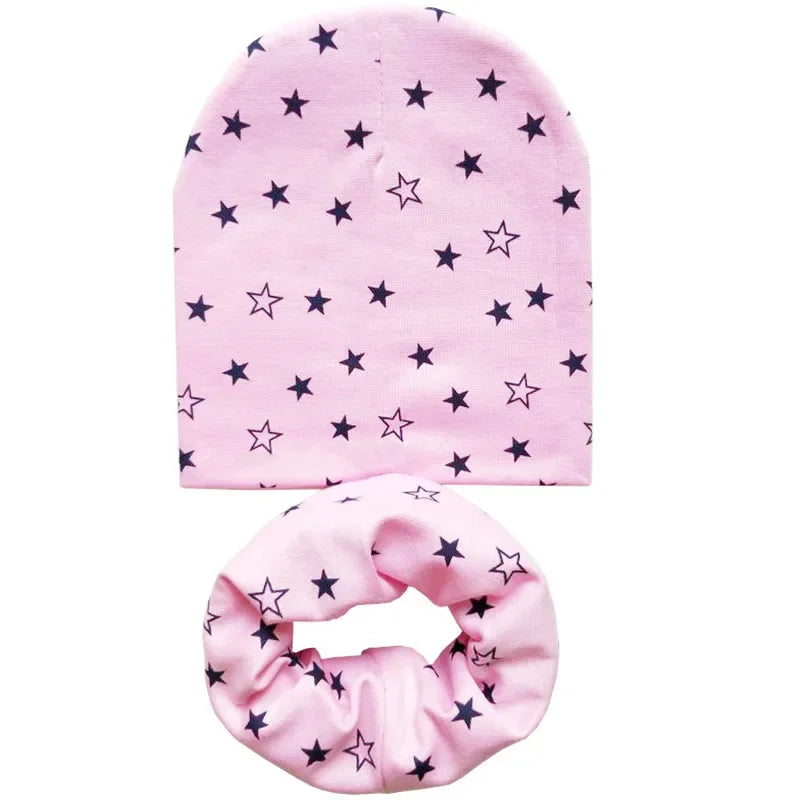 Star Print Cotton Baby Hat Autumn Winter Baby Girls Hat Boys Cap Toddlers Infant Cap Scarf Children Bonnet Hats