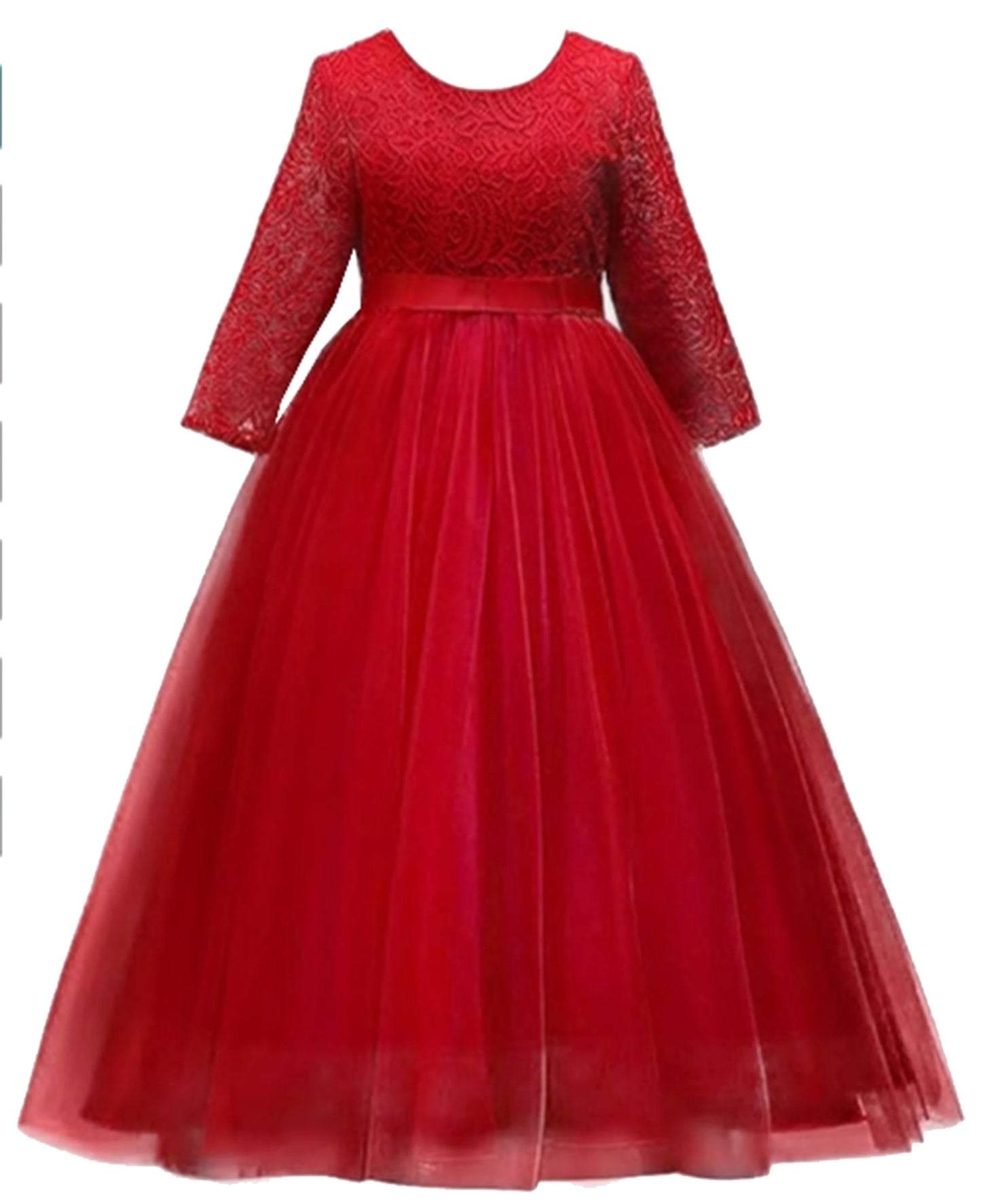 Little Big Girls Spring 3/4 Sleeves Lace Flower Girl Birthday Party Holiday Long Dress KLS1660