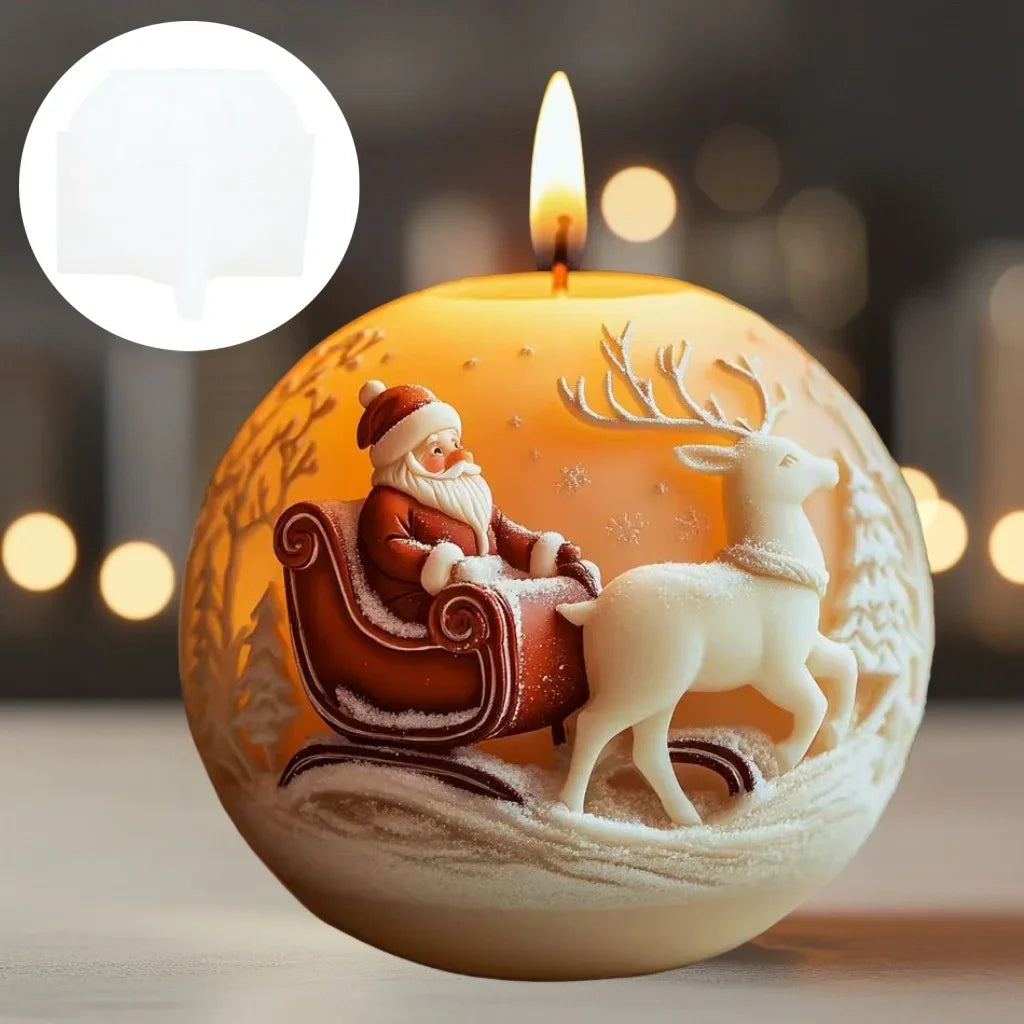 Santa Spherical Scented Candle Silicone Mold Wear Hat Santa Spherical Resin Mould Santa Relief Plaster Molds Christmas Gift