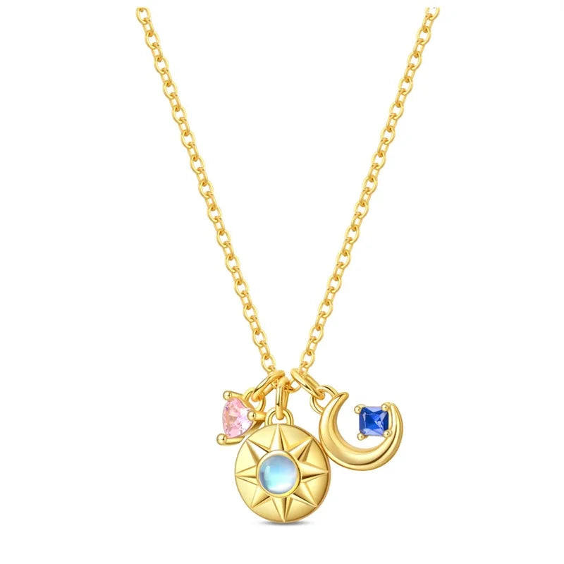 Hot Sale Original 925 Sterling Silver Colorful Bow Tie Necklace Red Heart Pendant Round Necklace Classic DIY Fine Christmas Gift