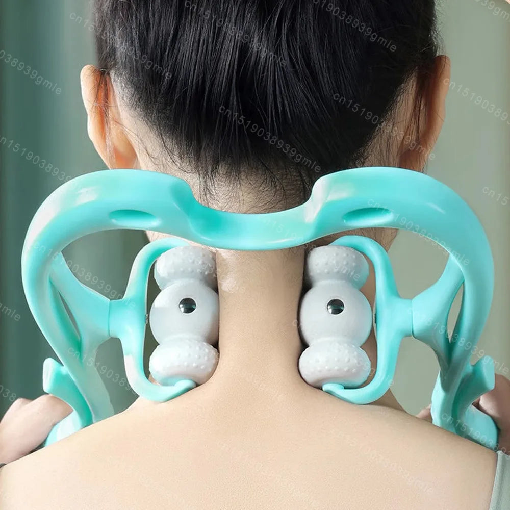 Cervical Spine Massager 6 Roller Neck Shoulder Massager Manual Back Massage Relaxation Relieve Pain Neck Instrument Household