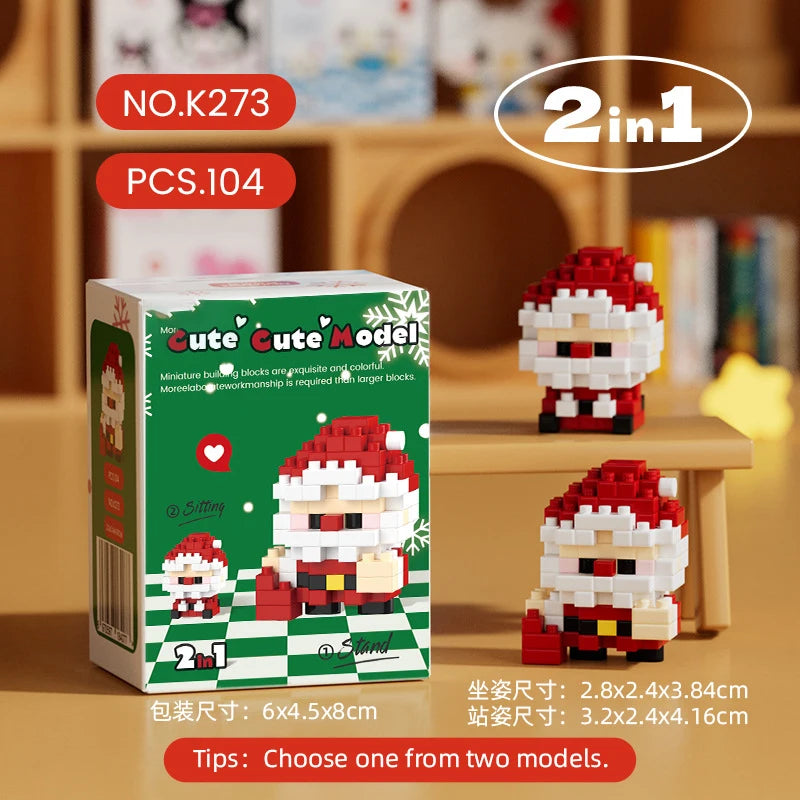 christmas train santa claus moc building blocks toys construction set for girls christmas tree decorations micro building blocks