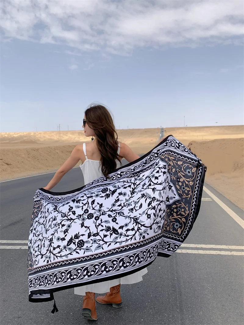 Travel Beach Sunscreen Scarves for Women Bikini Large Sarong Wrap Scarf Brazilian Swimsuit Bathing Cover-ups 17 Styles 90x180cm